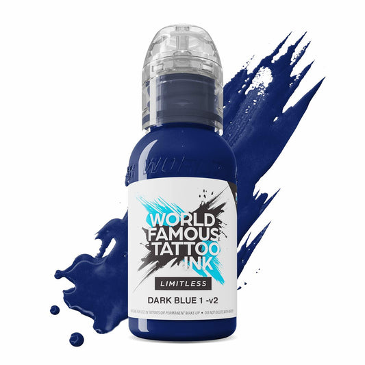 World Famous Ink Fineline Tattoo Farbe in Dark Blue 1 in der 30ml Flasche