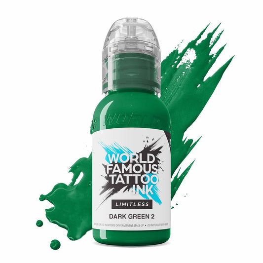 World Famous Ink Pigment Dark Green 2 für Eyeiner und Fineline Tatoos in der 30ml Flasche